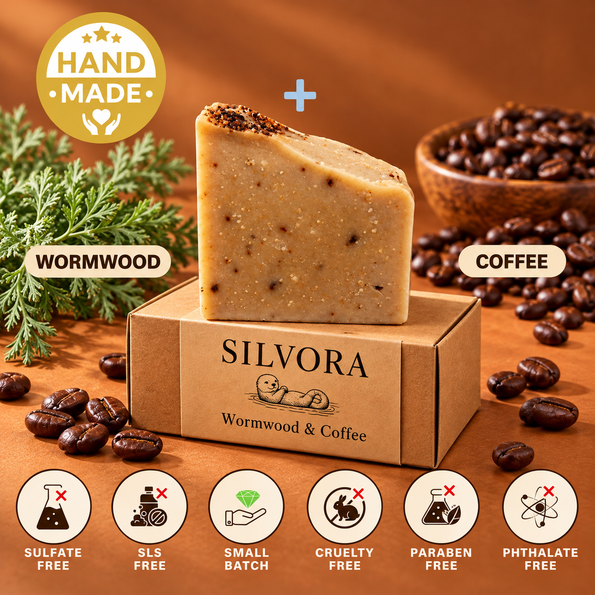 SILVORA wormwood coffee natural bar soap