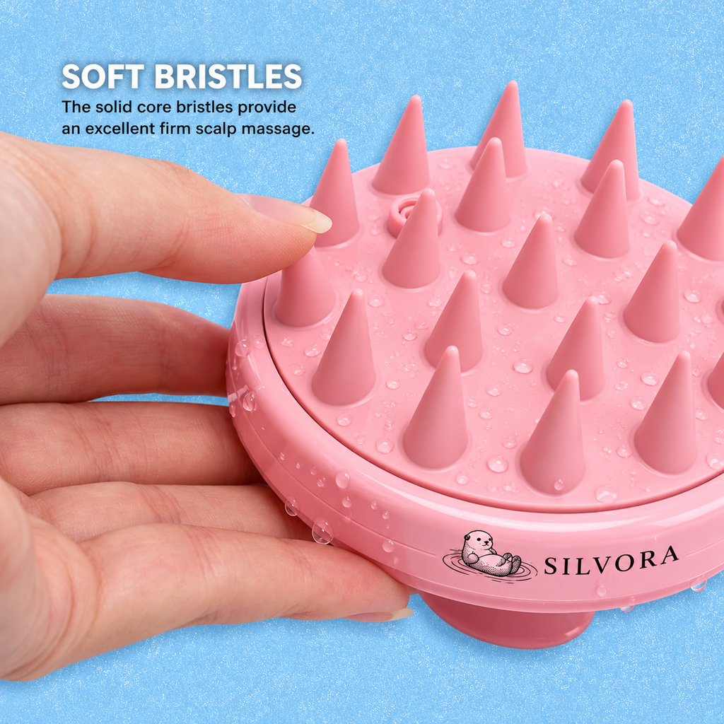 SILVORA scalp scrubber shampoo brush