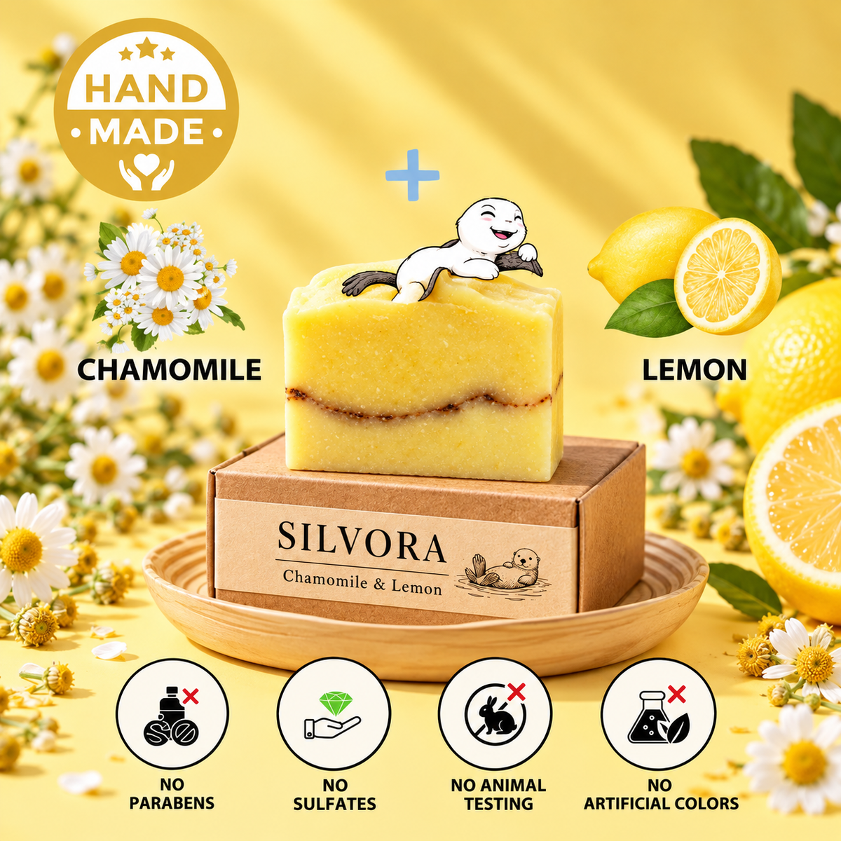 SILVORA chamomile lemon natural bar soap