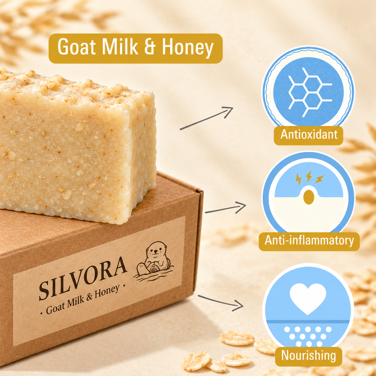 SILVORA goat milk honey natural bar soap