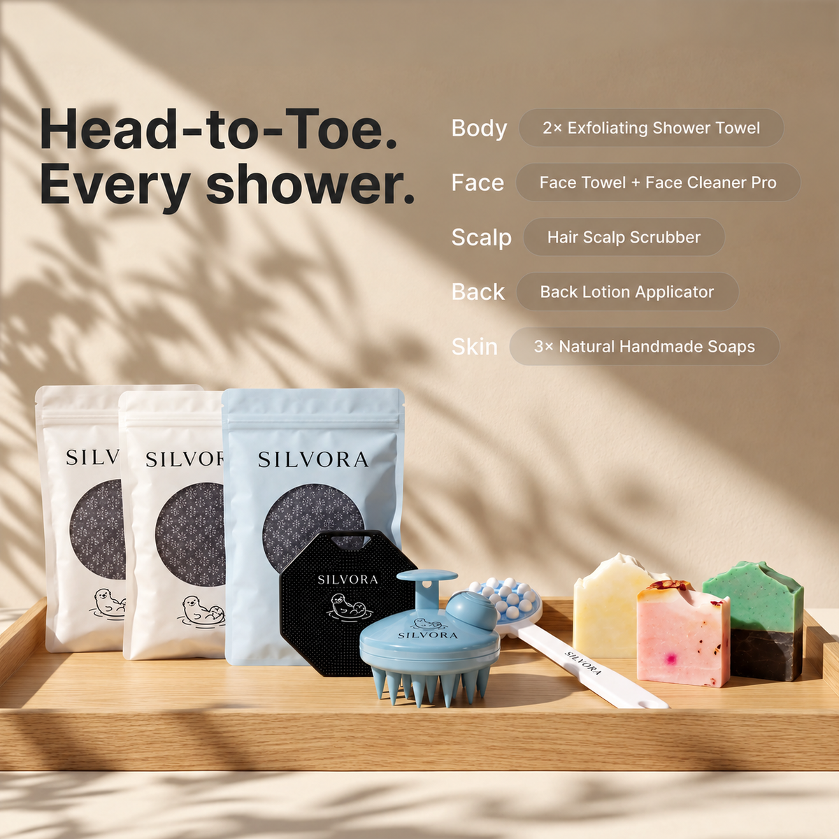SILVORA complete shower set 9 pieces