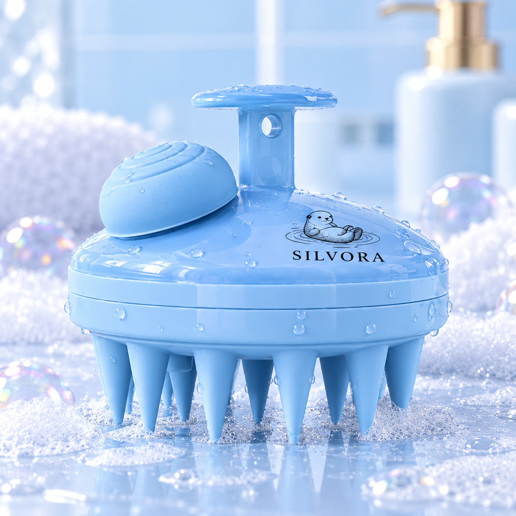 SILVORA scalp scrubber shampoo brush