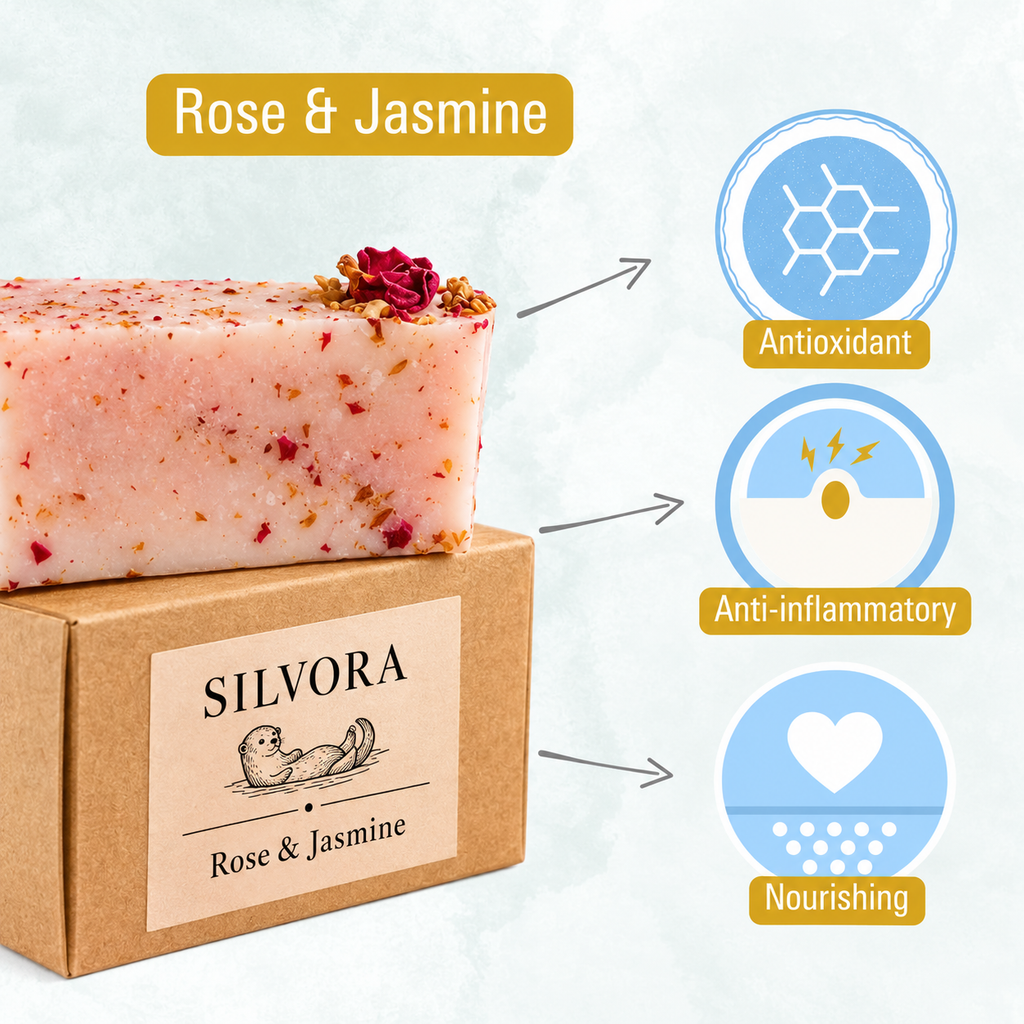 SILVORA rose jasmine natural bar soap
