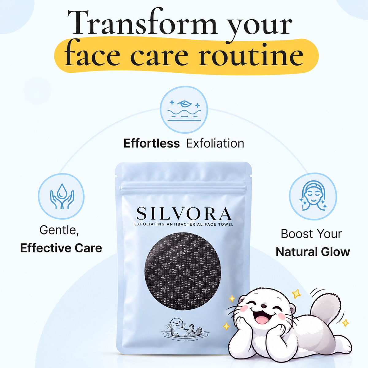 SILVORA exfoliating face towel