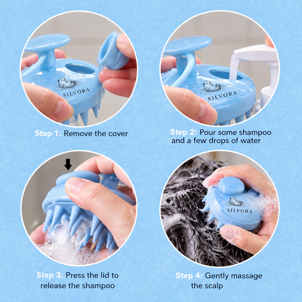 SILVORA scalp scrubber shampoo brush