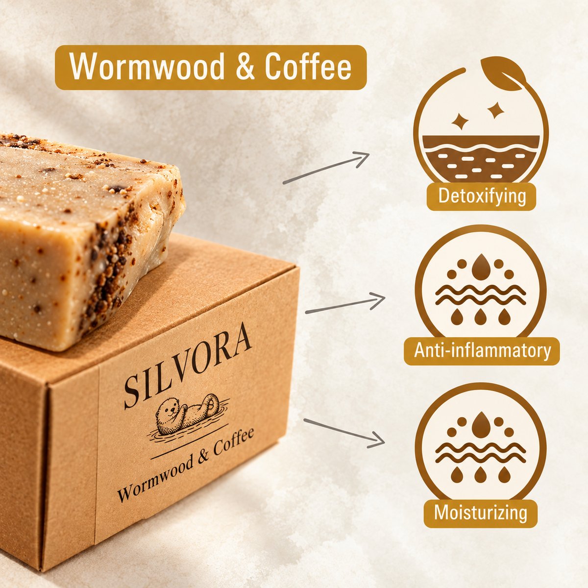 SILVORA wormwood coffee natural bar soap