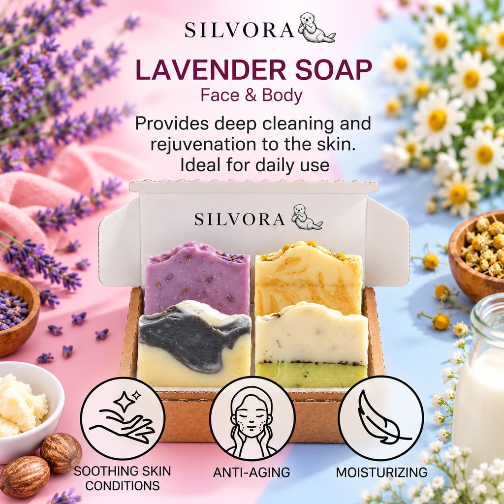 SILVORA natural soaps set 4 bars