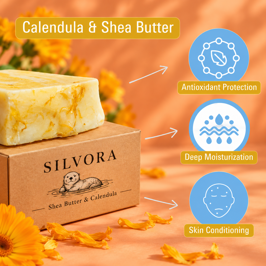 SILVORA shea butter calendula natural bar soap