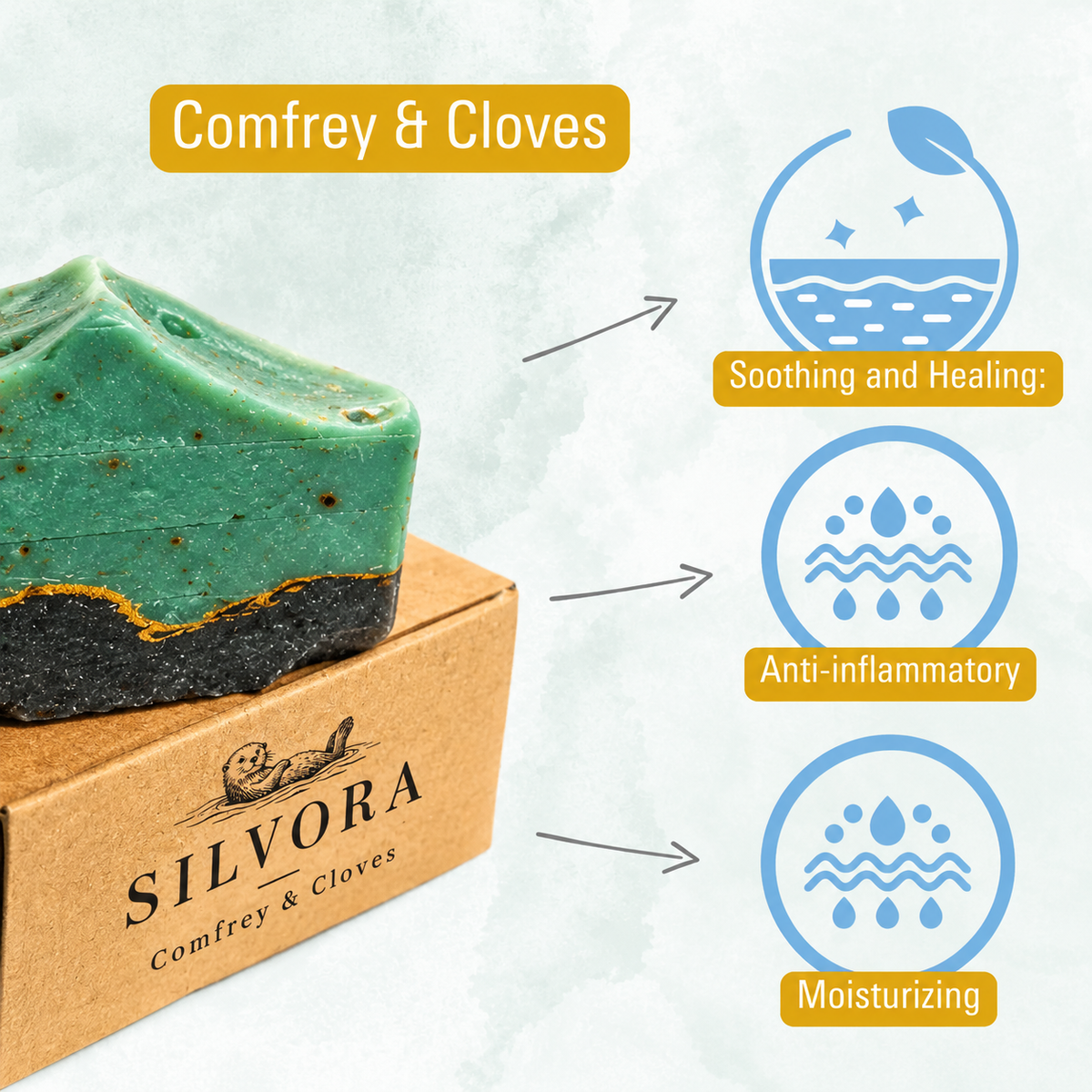SILVORA comfrey cloves natural bar soap