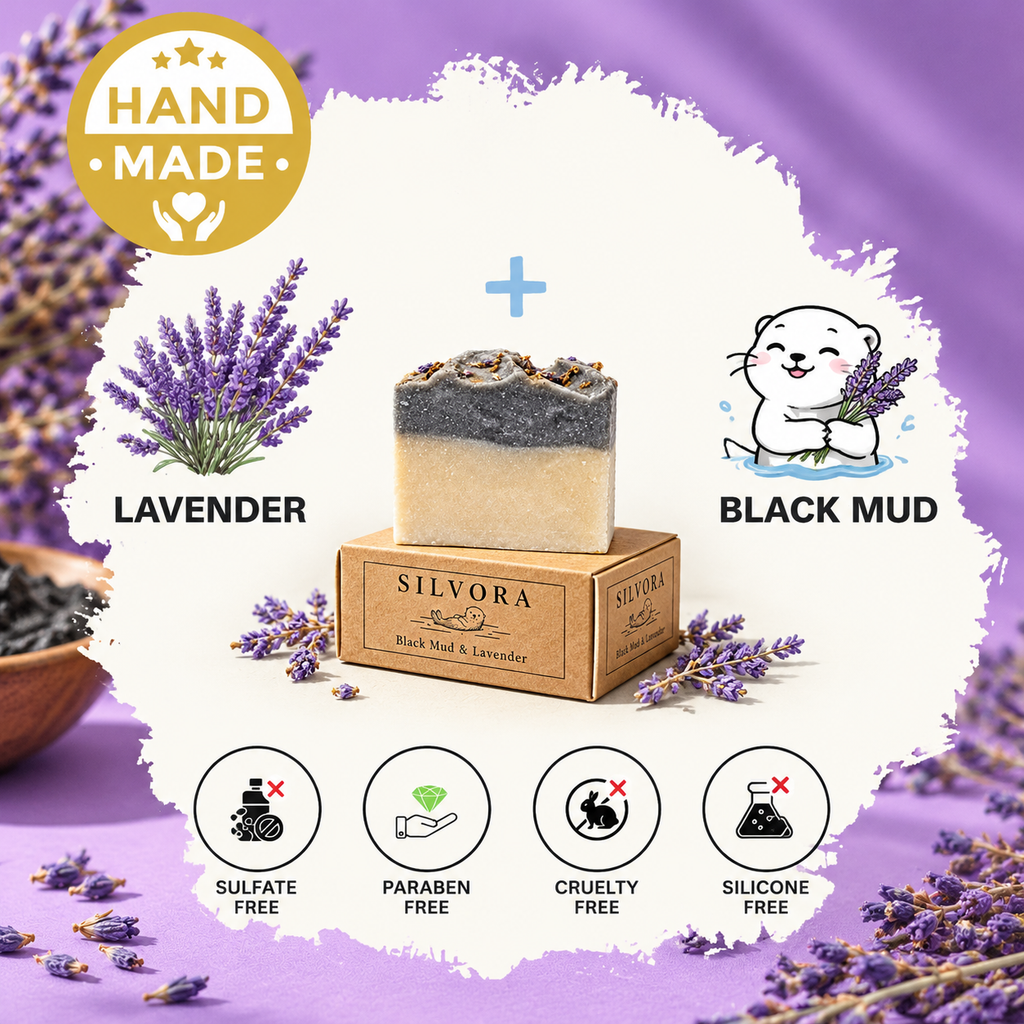 SILVORA black mud lavender natural bar soap