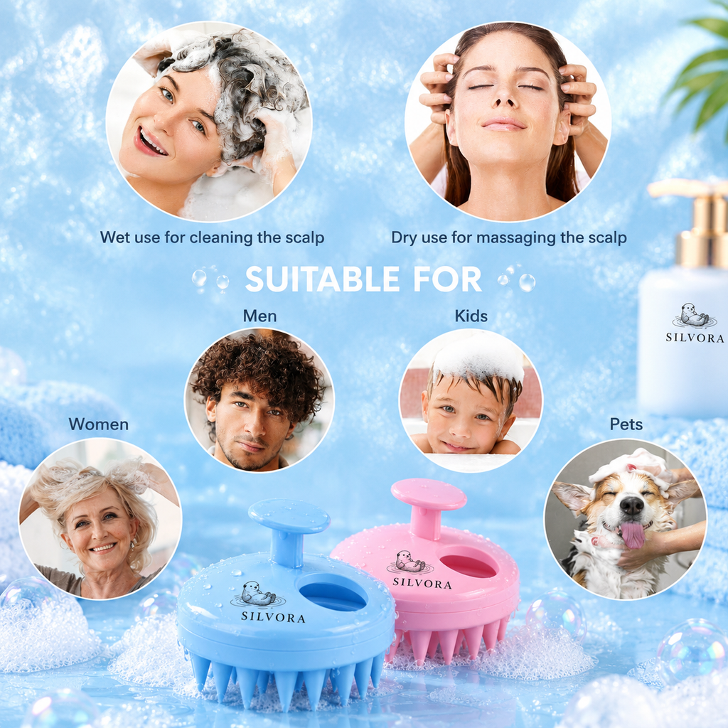 SILVORA scalp scrubber shampoo brush